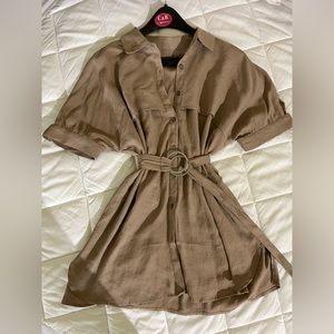 Tan Belted Blouse from Korea
